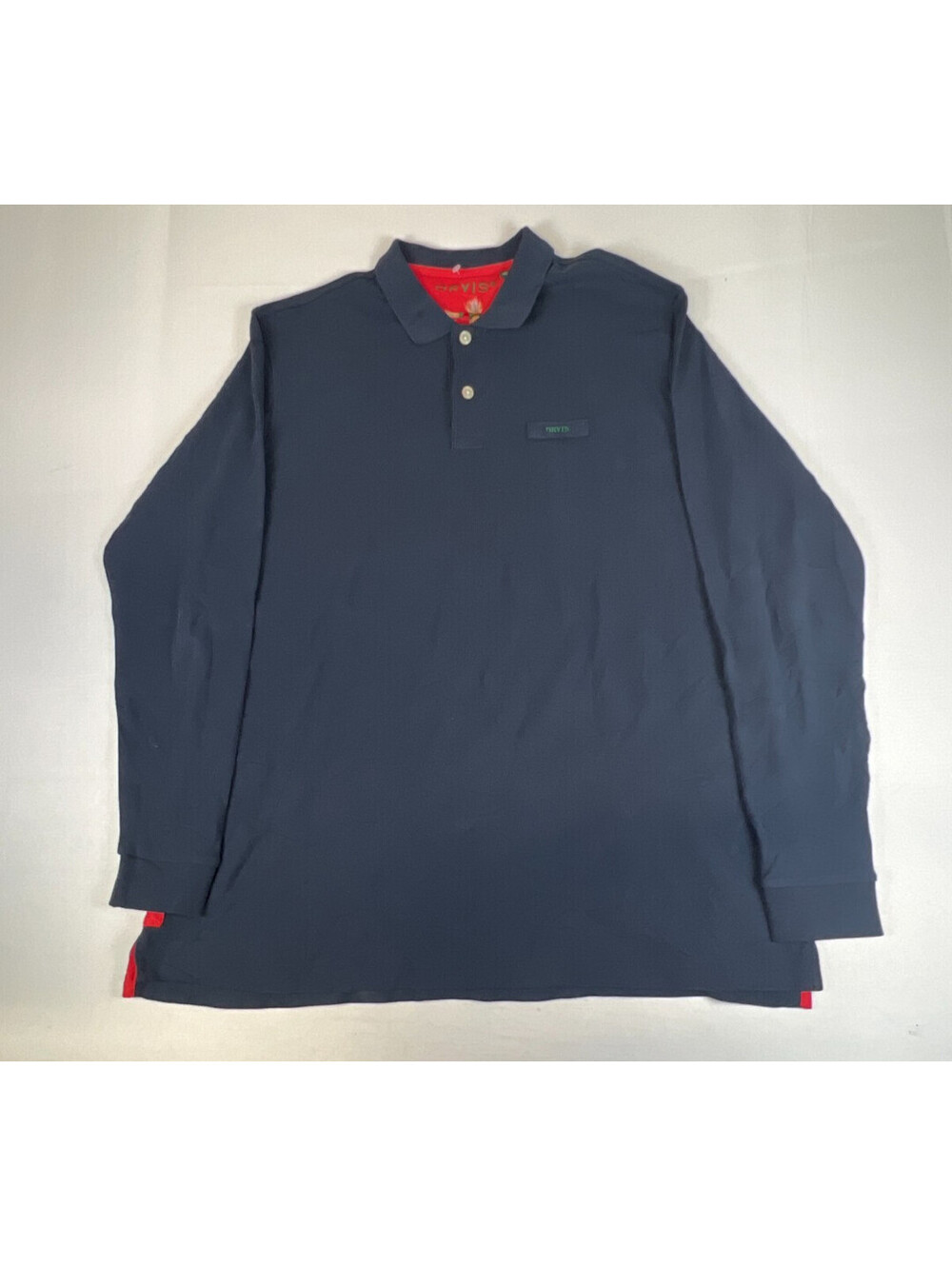 Orvis Men XL Tall Blue 100% Cotton Long Sleeve Polo Shirt